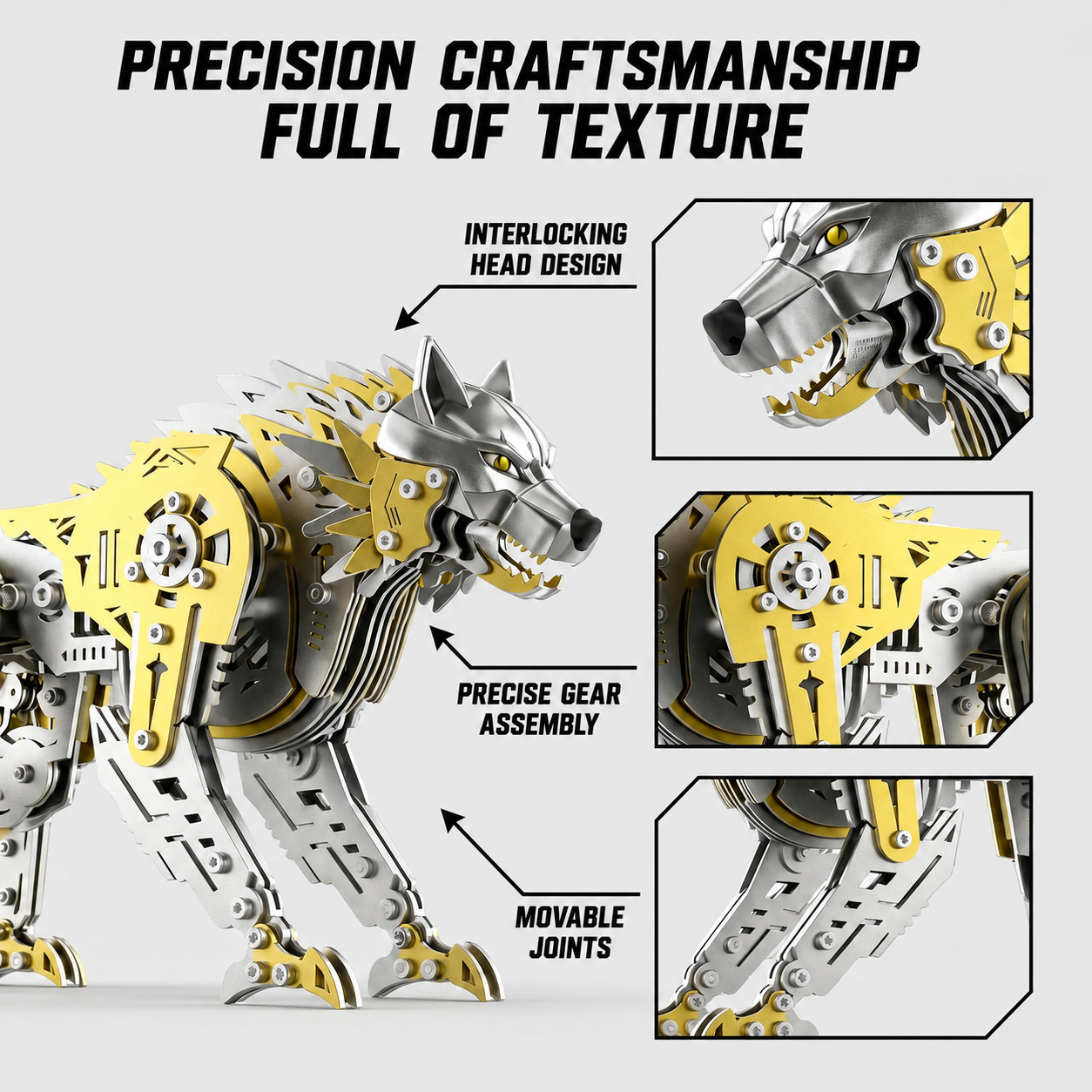 Lobo Mecánico Articulado Metal 3D