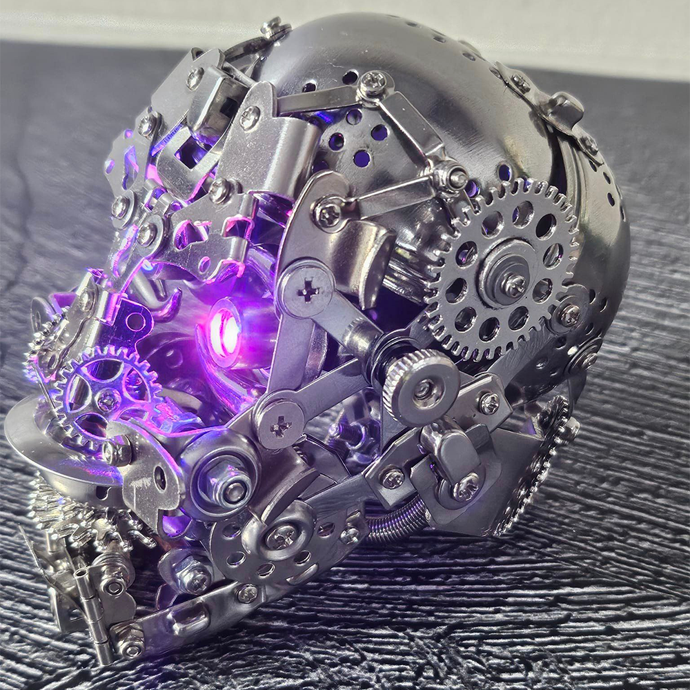Calavera Steampunk Metal 3D con Base 200 piezas