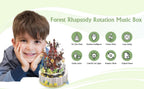 Microworld-rompecabezas de Metal 3D con tema de bosque, caja de música giratoria, modelo DIY con Kits de luces LED