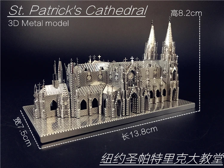 IRON STAR-rompecabezas 3D de Metal, Kits de modelos de ensamblaje de la Catedral de San Patricio