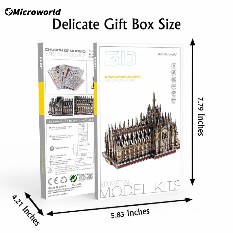 Microworld-rompecabezas de Metal 3D, Kits de modelos de construcción de catedral de Milán