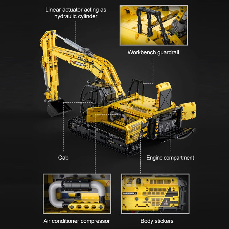 Cada 1702 Uds 1:20 ciudad coche de ingeniería con Control remoto DIY modelo de bloques de construcción RC excavadora ladrillos