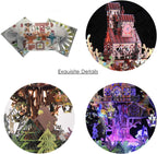 Microworld-rompecabezas de Metal 3D con tema de bosque, caja de música giratoria, modelo DIY con Kits de luces LED