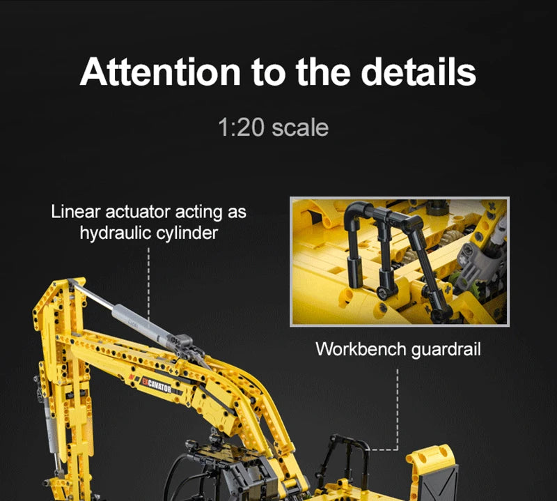 Cada 1702 Uds 1:20 ciudad coche de ingeniería con Control remoto DIY modelo de bloques de construcción RC excavadora ladrillos