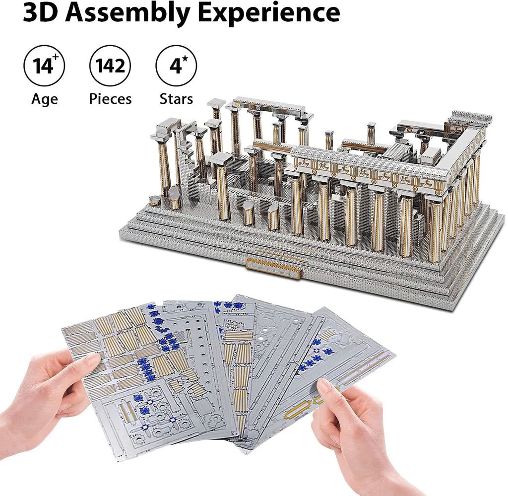 Microworld-juegos de rompecabezas de Metal 3D, Kits de modelos de construcción del templo de Atenea