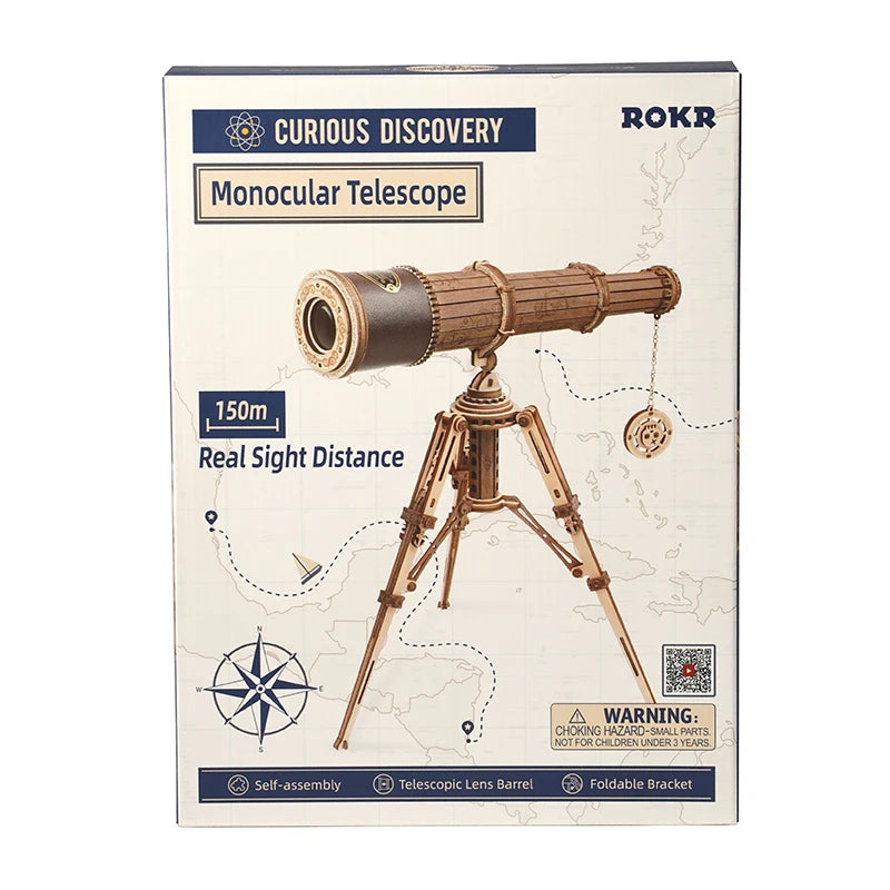 Robotime ROKR telescopio Monocular 3D juego de rompecabezas de madera juguetes de montaje para niños adolescentes adultos regalo de cumpleaños