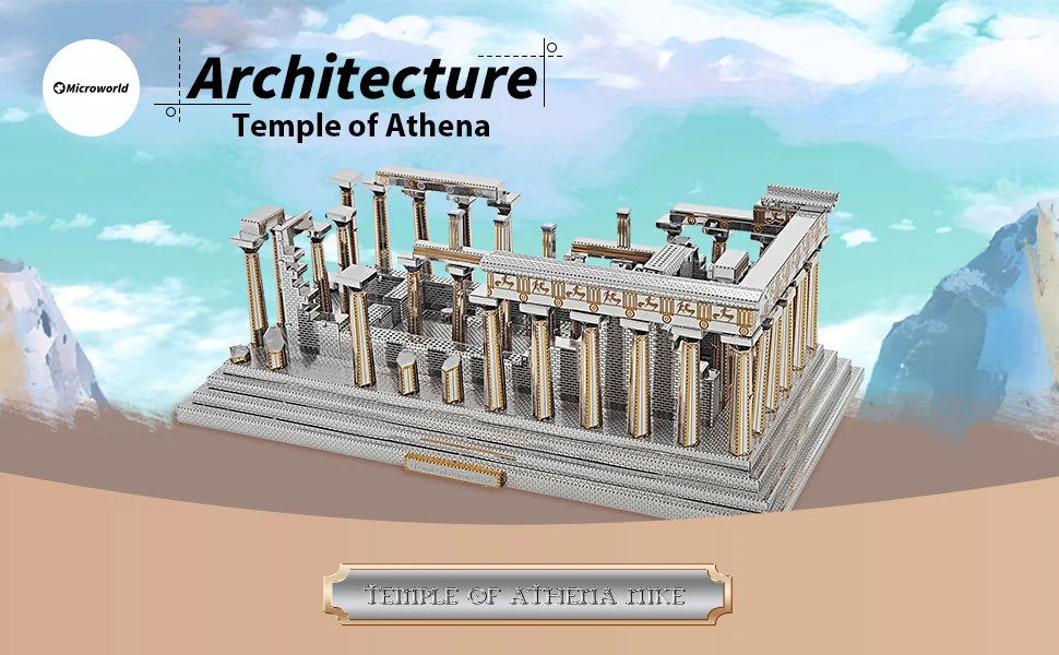 Microworld-juegos de rompecabezas de Metal 3D, Kits de modelos de construcción del templo de Atenea