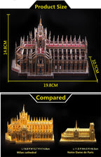 Microworld-rompecabezas de Metal 3D, Kits de modelos de construcción de catedral de Milán
