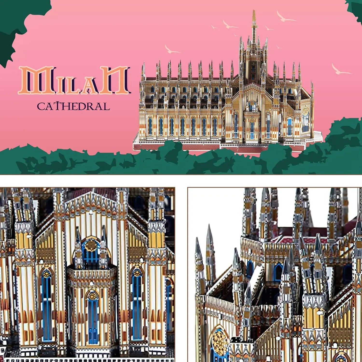 Microworld-rompecabezas de Metal 3D, Kits de modelos de construcción de catedral de Milán