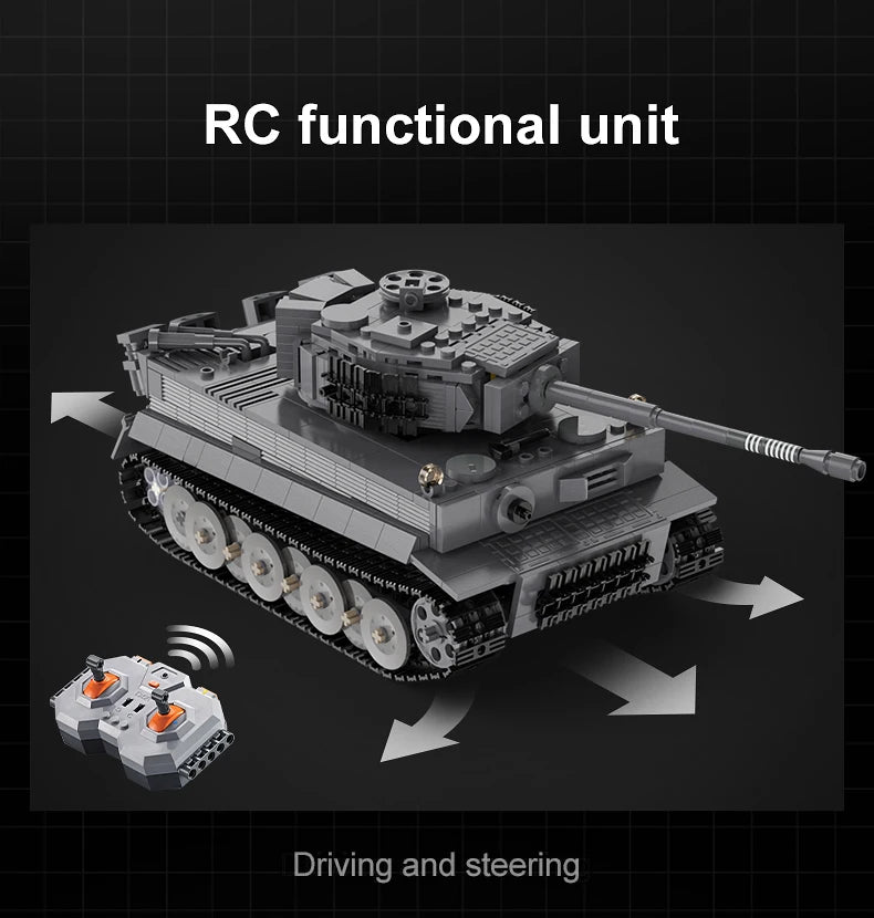 Cada 925 Uds ciudad Control remoto Ww2 ejército militar tigre tanque de bloques de construcción ladrillos RC vehículo