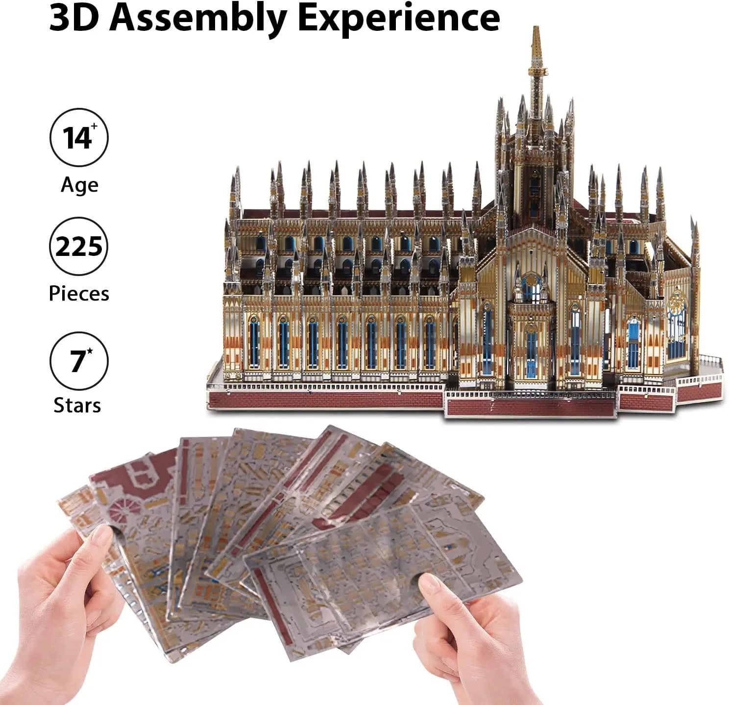 Microworld-rompecabezas de Metal 3D, Kits de modelos de construcción de catedral de Milán