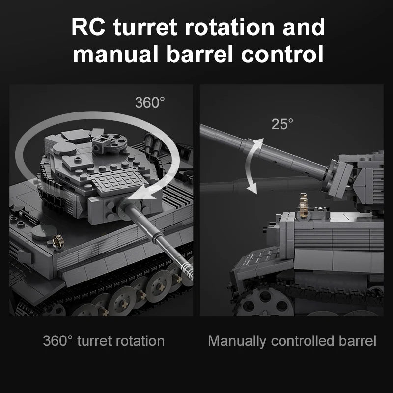 Cada 925 Uds ciudad Control remoto Ww2 ejército militar tigre tanque de bloques de construcción ladrillos RC vehículo