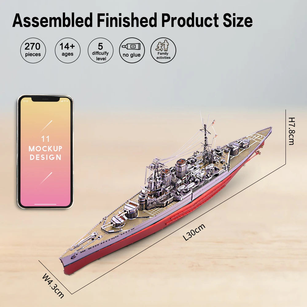 Piececool-rompecabezas de Metal 3D  modelo de construcción, buque de guerra, HMS HOOD
