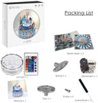 Microworld-rompecabezas de Metal 3D con tema de invierno, caja de música giratoria, Kits de modelos, rompecabezas DIY