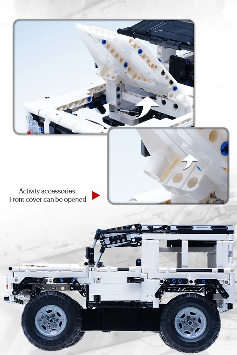 Cada-bloques de construcción de coche a Control remoto para niños, juguete de ladrillos para armar coche SUV de ciudad, serie Defender