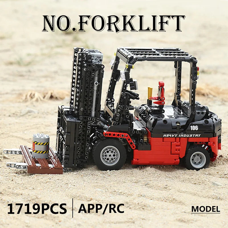 Mould King-bloques de construcción técnicos ladrillos de MOC-3681, vehículos de ingeniería de ciudad, carretilla elevadora RC