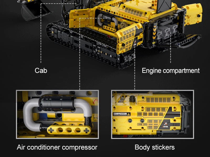 Cada 1702 Uds 1:20 ciudad coche de ingeniería con Control remoto DIY modelo de bloques de construcción RC excavadora ladrillos