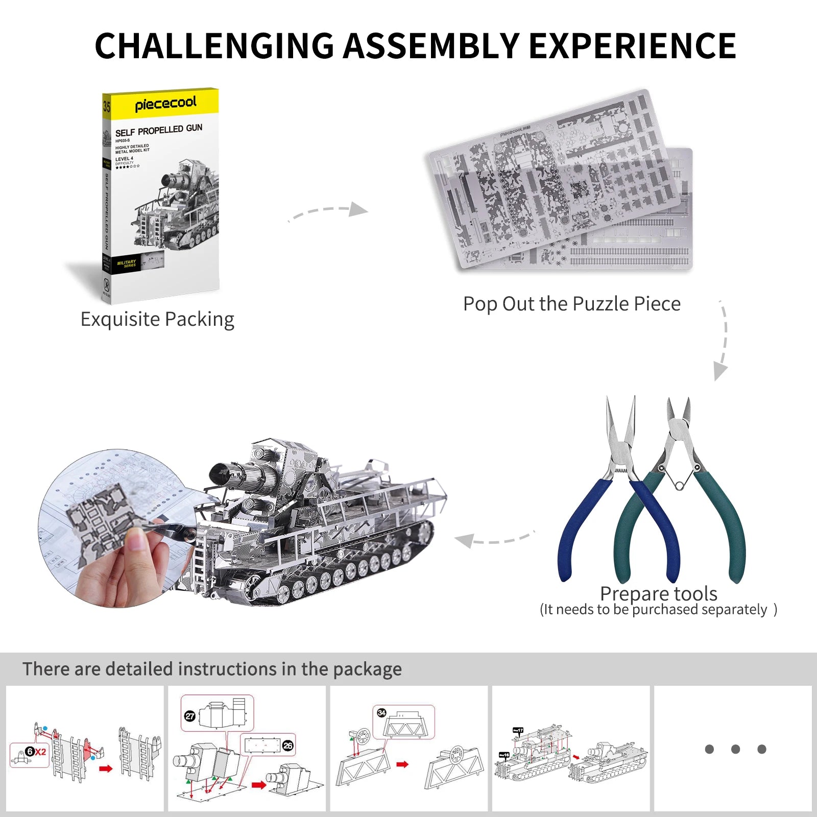 Piececool-rompecabezas de Metal 3D para adultos, modelo de construcción