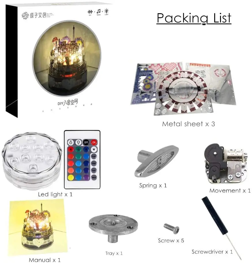 Rompecabezas de Metal 3D DIY kits de caja de música, juguetes de rompecabezas