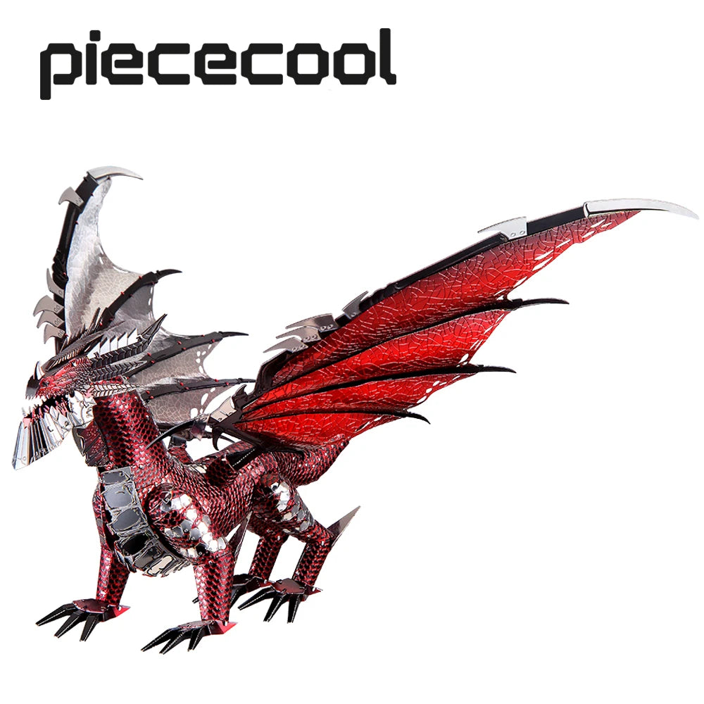 Piececool-rompecabezas de Metal 3D para adultos, rompecabezas de dragón negro