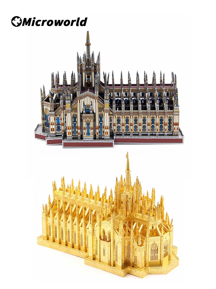 Microworld-rompecabezas de Metal 3D, Kits de modelos de construcción de catedral de Milán