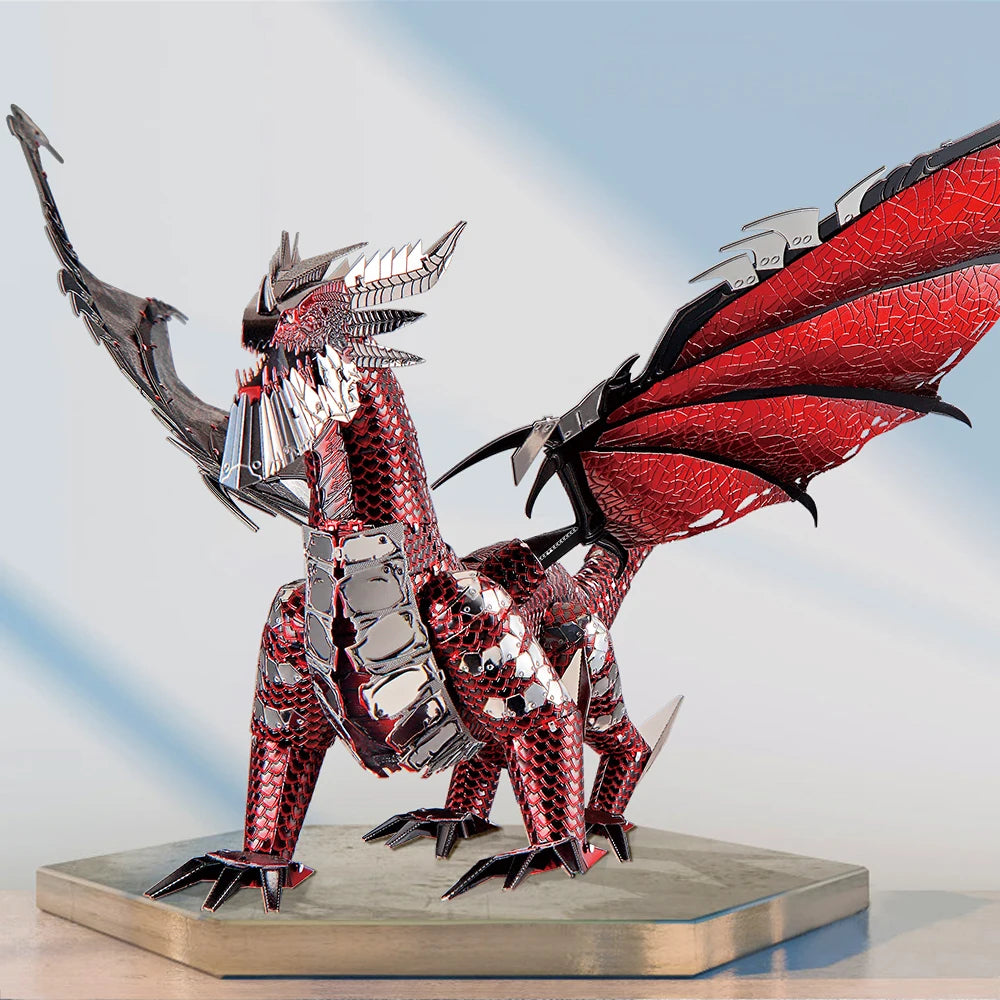 Piececool-rompecabezas de Metal 3D para adultos, rompecabezas de dragón negro
