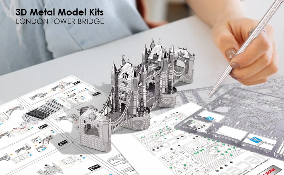 Piececool-rompecabezas de Metal 3D para adultos, rompecabezas de puente de La Torre de Londres, Kits de construcción de modelos