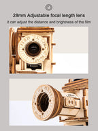 Robotime ROKR-proyector de manivela, Vitascopio de película clásica, rompecabezas de madera 3D, modelo de juguete de construcción para niños y adultos LK601