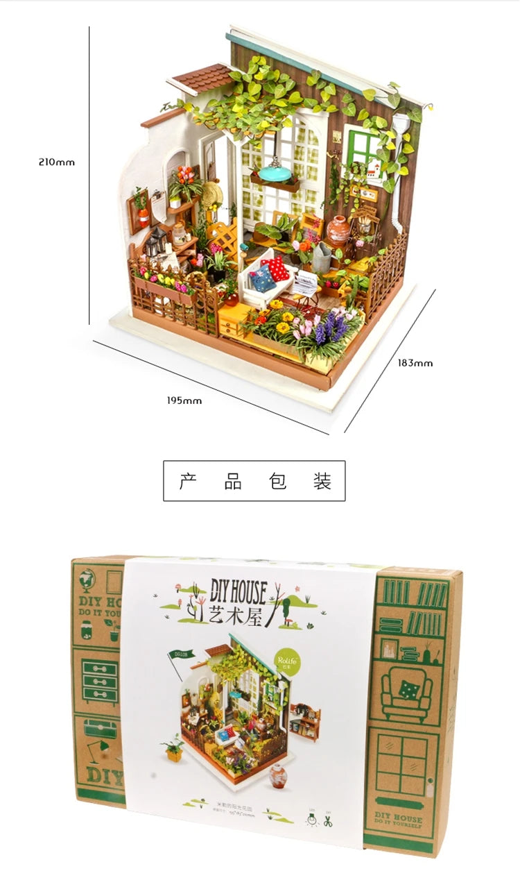 Robotime-jardín de Miller en miniatura para niños, casa de muñecas de madera con muebles, juguetes para niños, los mejores regalos para niñas