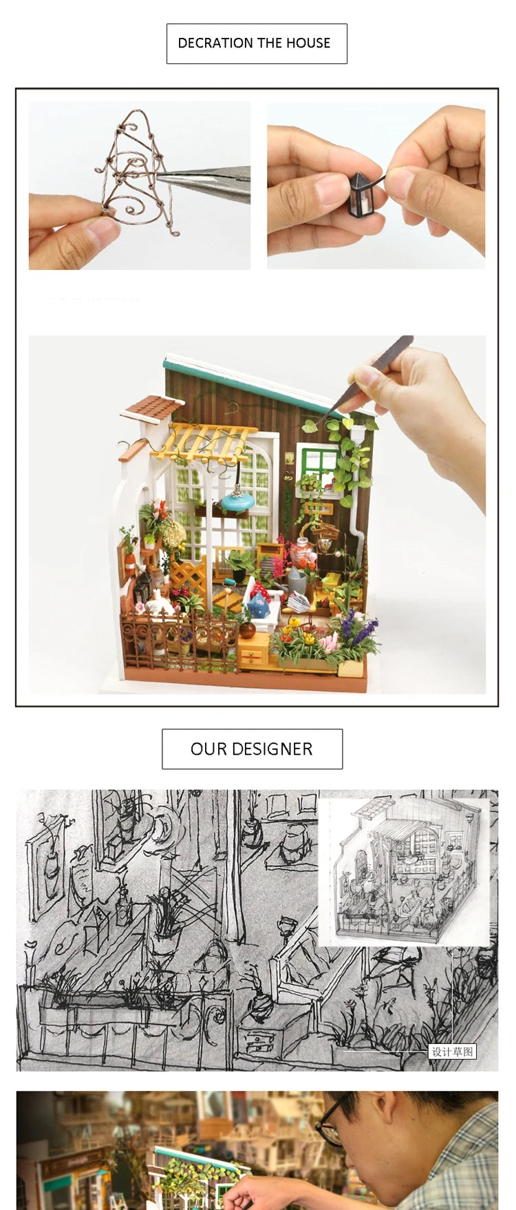 Robotime-jardín de Miller en miniatura para niños, casa de muñecas de madera con muebles, juguetes para niños, los mejores regalos para niñas