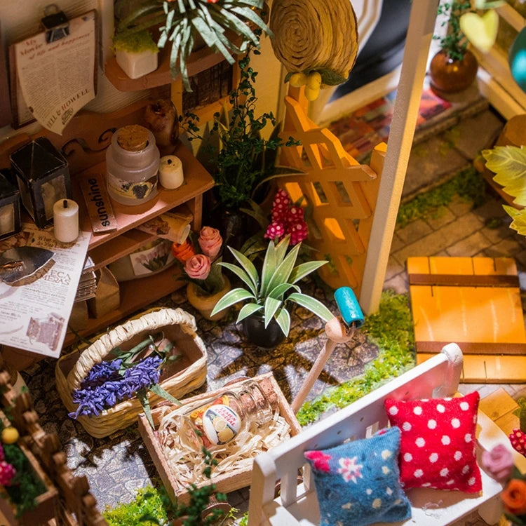 Robotime-jardín de Miller en miniatura para niños, casa de muñecas de madera con muebles, juguetes para niños, los mejores regalos para niñas