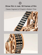 Robotime ROKR-proyector de manivela, Vitascopio de película clásica, rompecabezas de madera 3D, modelo de juguete de construcción para niños y adultos LK601