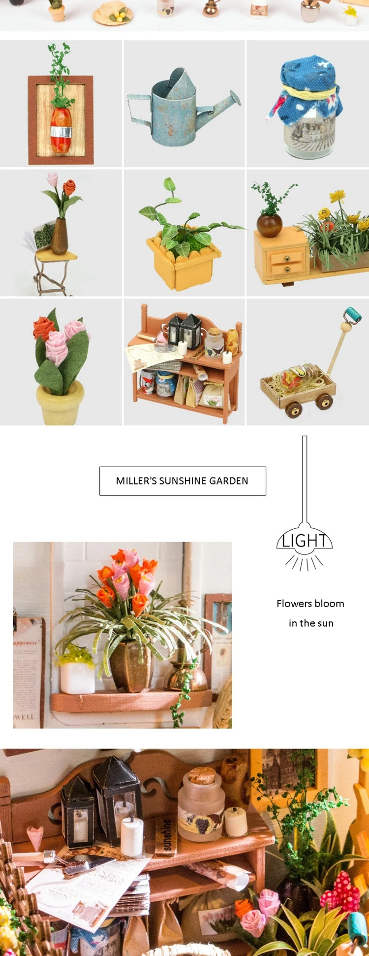 Robotime-jardín de Miller en miniatura para niños, casa de muñecas de madera con muebles, juguetes para niños, los mejores regalos para niñas