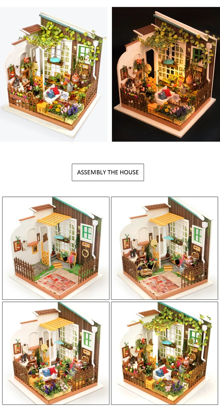 Robotime-jardín de Miller en miniatura para niños, casa de muñecas de madera con muebles, juguetes para niños, los mejores regalos para niñas