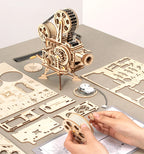 Robotime ROKR-proyector de manivela, Vitascopio de película clásica, rompecabezas de madera 3D, modelo de juguete de construcción para niños y adultos LK601
