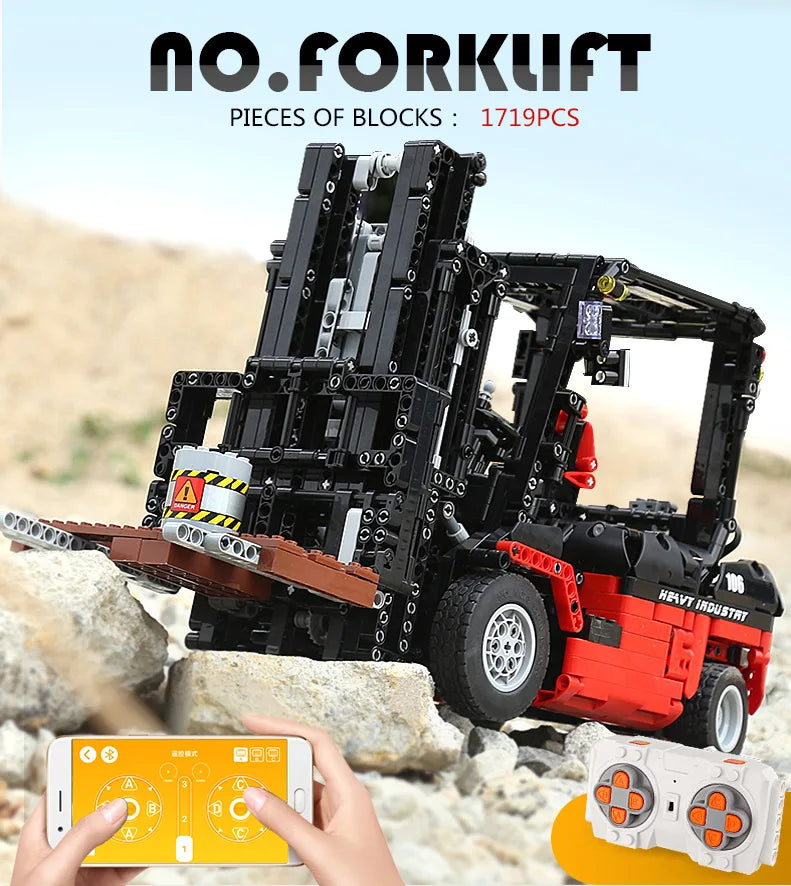 Mould King-bloques de construcción técnicos ladrillos de MOC-3681, vehículos de ingeniería de ciudad, carretilla elevadora RC