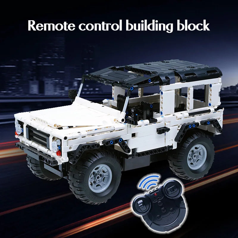 Cada-bloques de construcción de coche a Control remoto para niños, juguete de ladrillos para armar coche SUV de ciudad, serie Defender