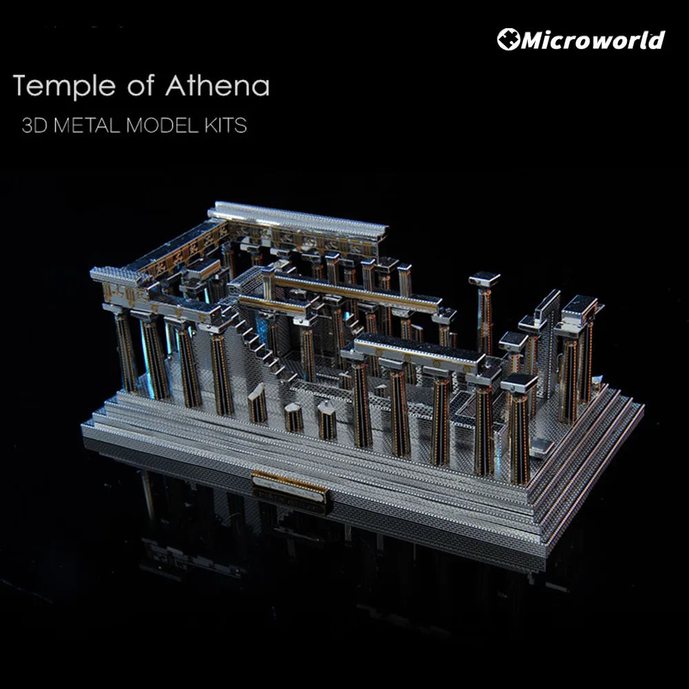 Microworld-juegos de rompecabezas de Metal 3D, Kits de modelos de construcción del templo de Atenea