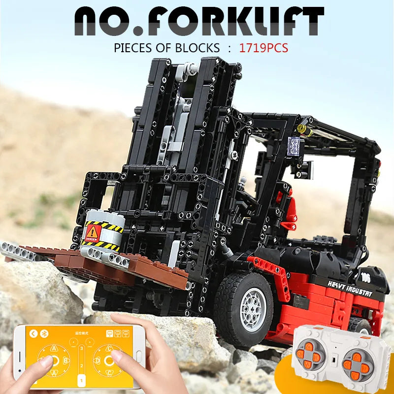 Mould King-bloques de construcción técnicos ladrillos de MOC-3681, vehículos de ingeniería de ciudad, carretilla elevadora RC