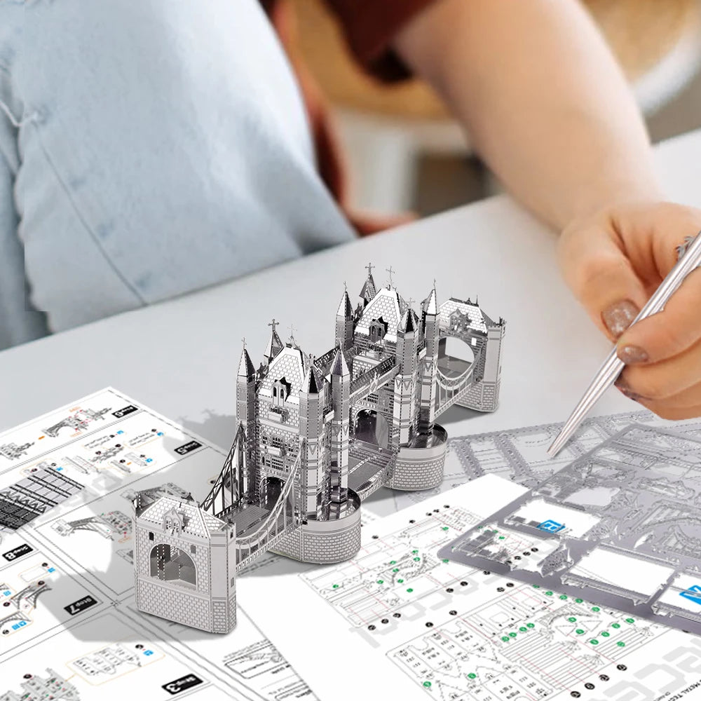 Piececool-rompecabezas de Metal 3D para adultos, rompecabezas de puente de La Torre de Londres, Kits de construcción de modelos
