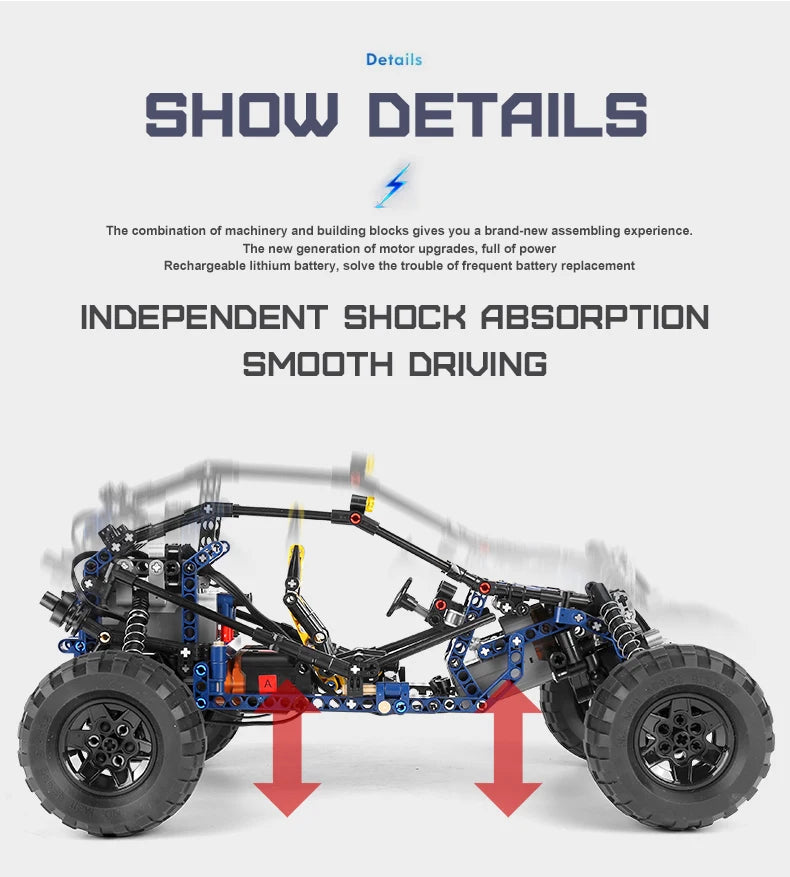 MOLD KING 18018 coche de escalada técnico MOC-3028 Lightning APP Control remoto coche modelo ladrillos