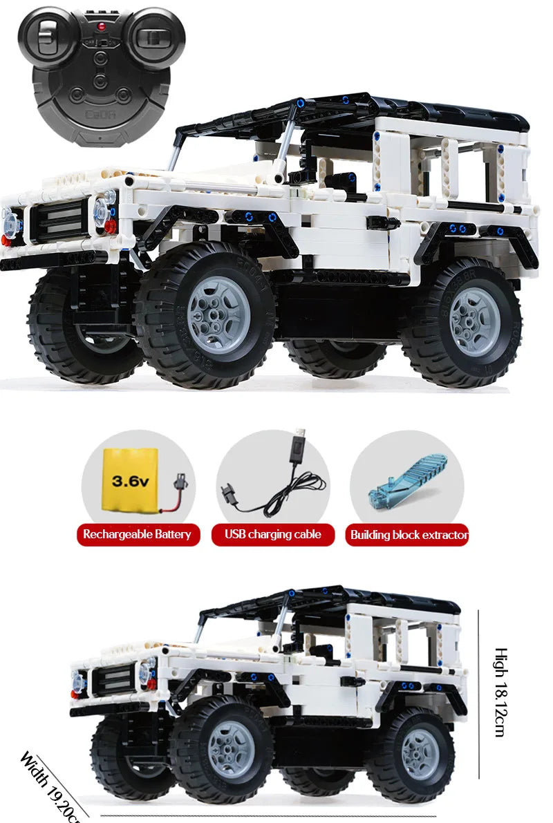 Cada-bloques de construcción de coche a Control remoto para niños, juguete de ladrillos para armar coche SUV de ciudad, serie Defender