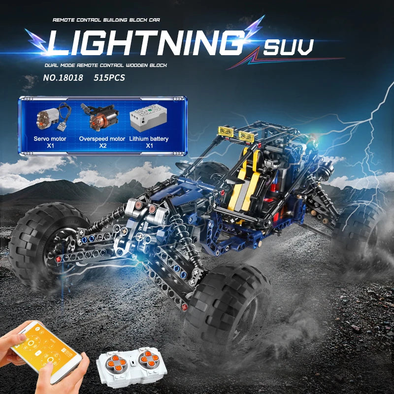 MOLD KING 18018 coche de escalada técnico MOC-3028 Lightning APP Control remoto coche modelo ladrillos