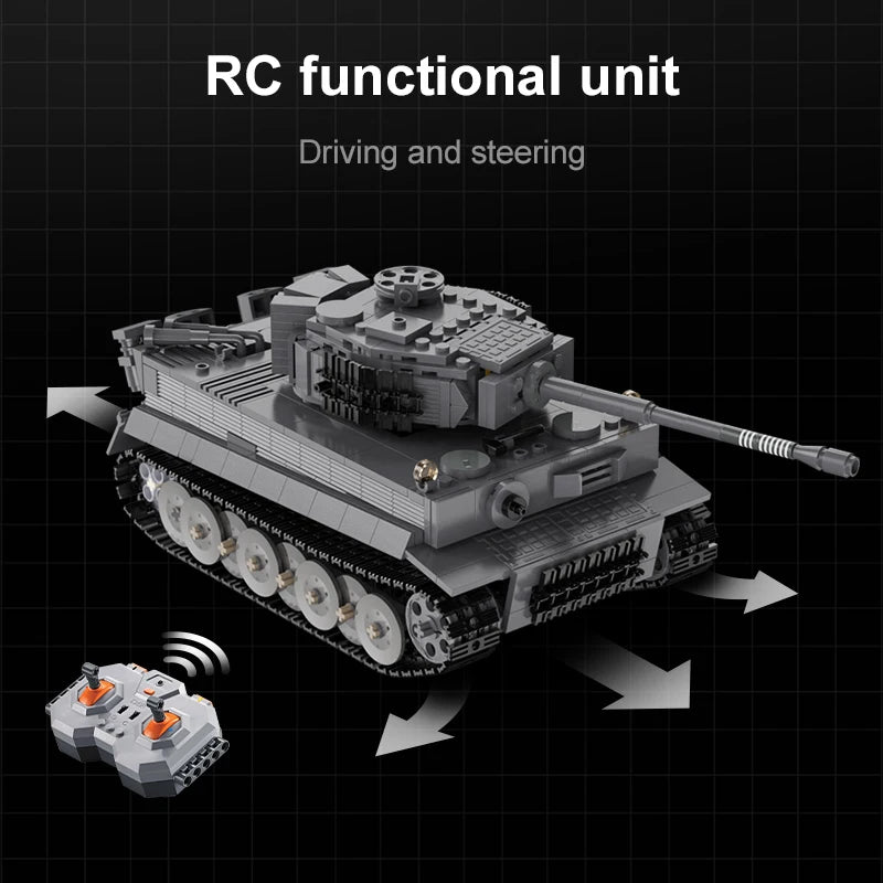 Cada 925 Uds ciudad Control remoto Ww2 ejército militar tigre tanque de bloques de construcción ladrillos RC vehículo