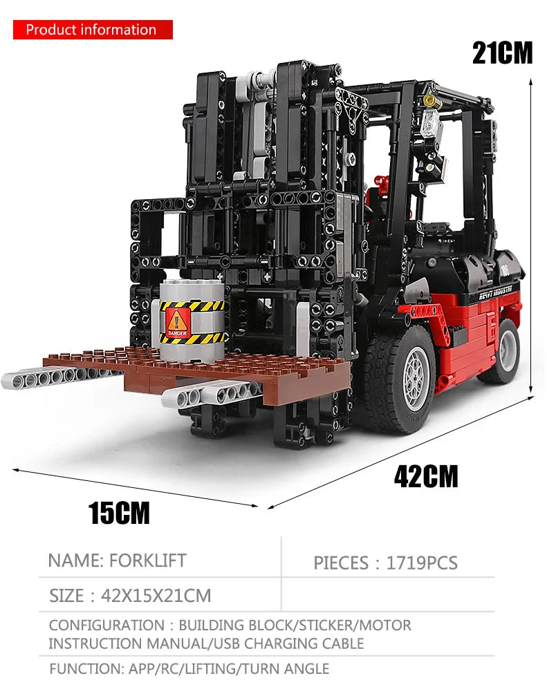 Mould King-bloques de construcción técnicos ladrillos de MOC-3681, vehículos de ingeniería de ciudad, carretilla elevadora RC