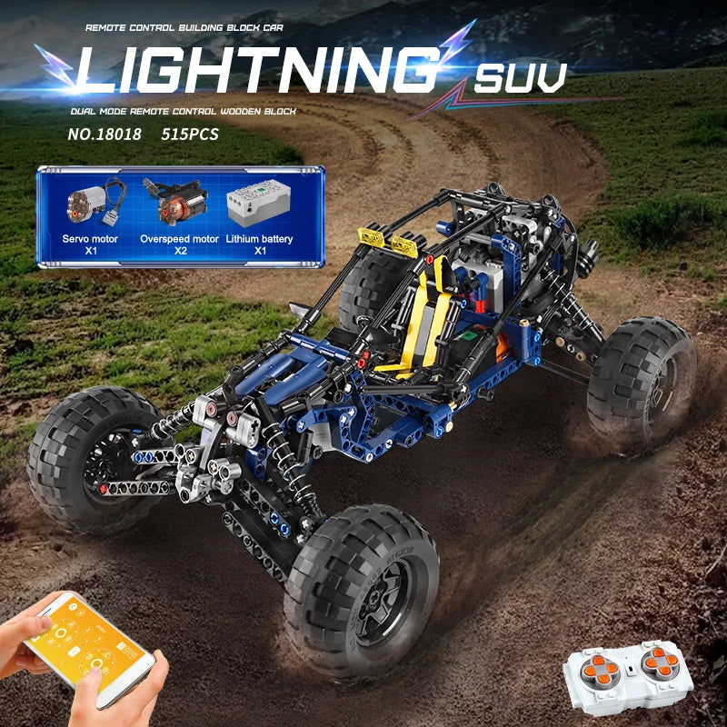 MOLD KING 18018 coche de escalada técnico MOC-3028 Lightning APP Control remoto coche modelo ladrillos