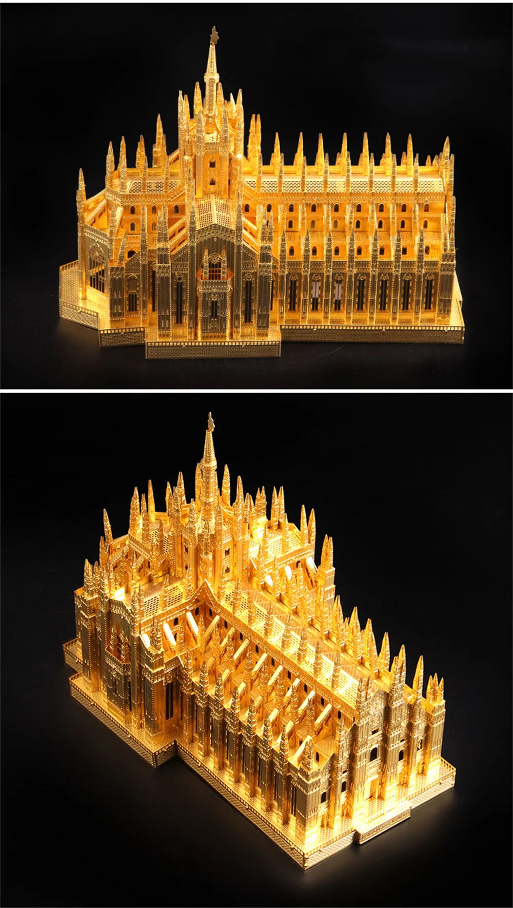 Microworld-rompecabezas de Metal 3D, Kits de modelos de construcción de catedral de Milán
