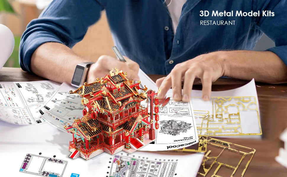 Piececool-rompecabezas de Metal 3D para restaurante, juguete de ensamblaje DIY