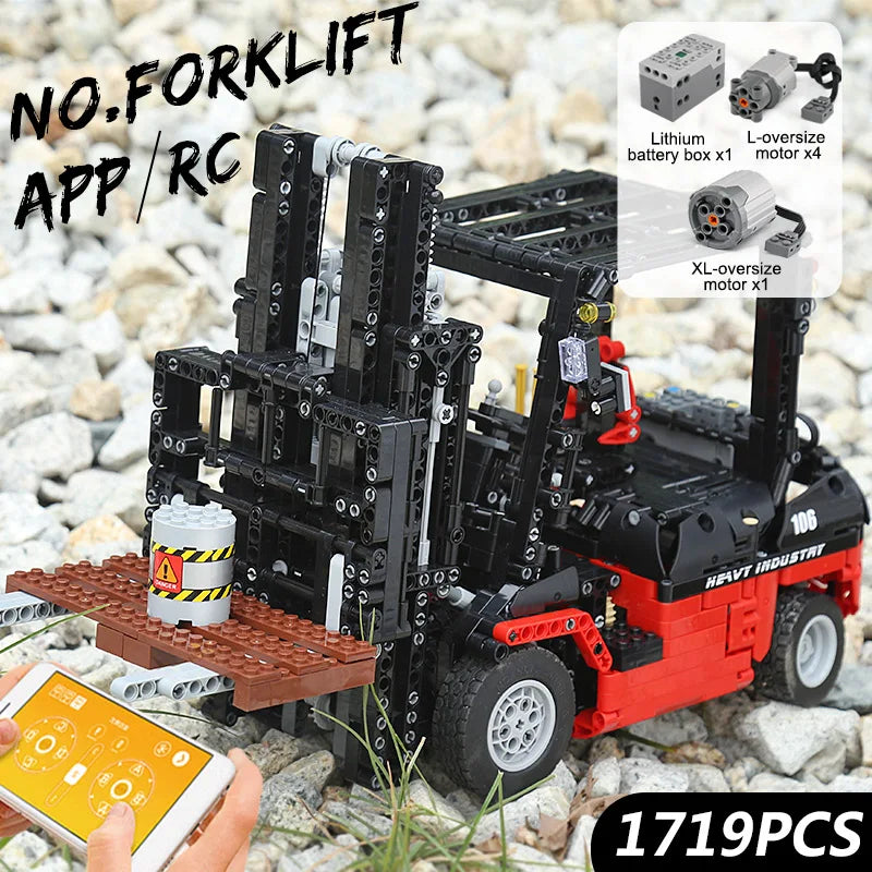 Mould King-bloques de construcción técnicos ladrillos de MOC-3681, vehículos de ingeniería de ciudad, carretilla elevadora RC