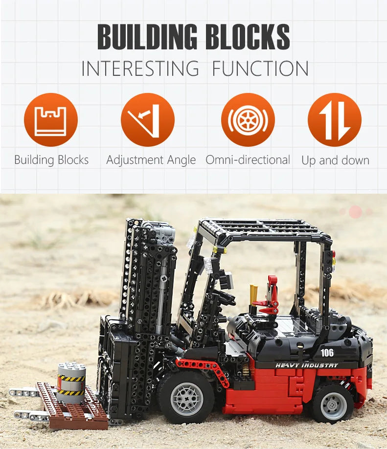 Mould King-bloques de construcción técnicos ladrillos de MOC-3681, vehículos de ingeniería de ciudad, carretilla elevadora RC